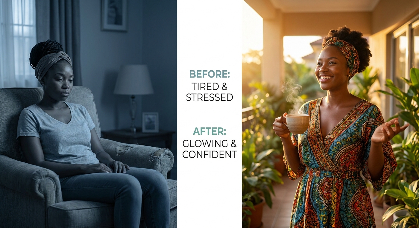 Before and after transformation with WellMark Womb Care Tea
